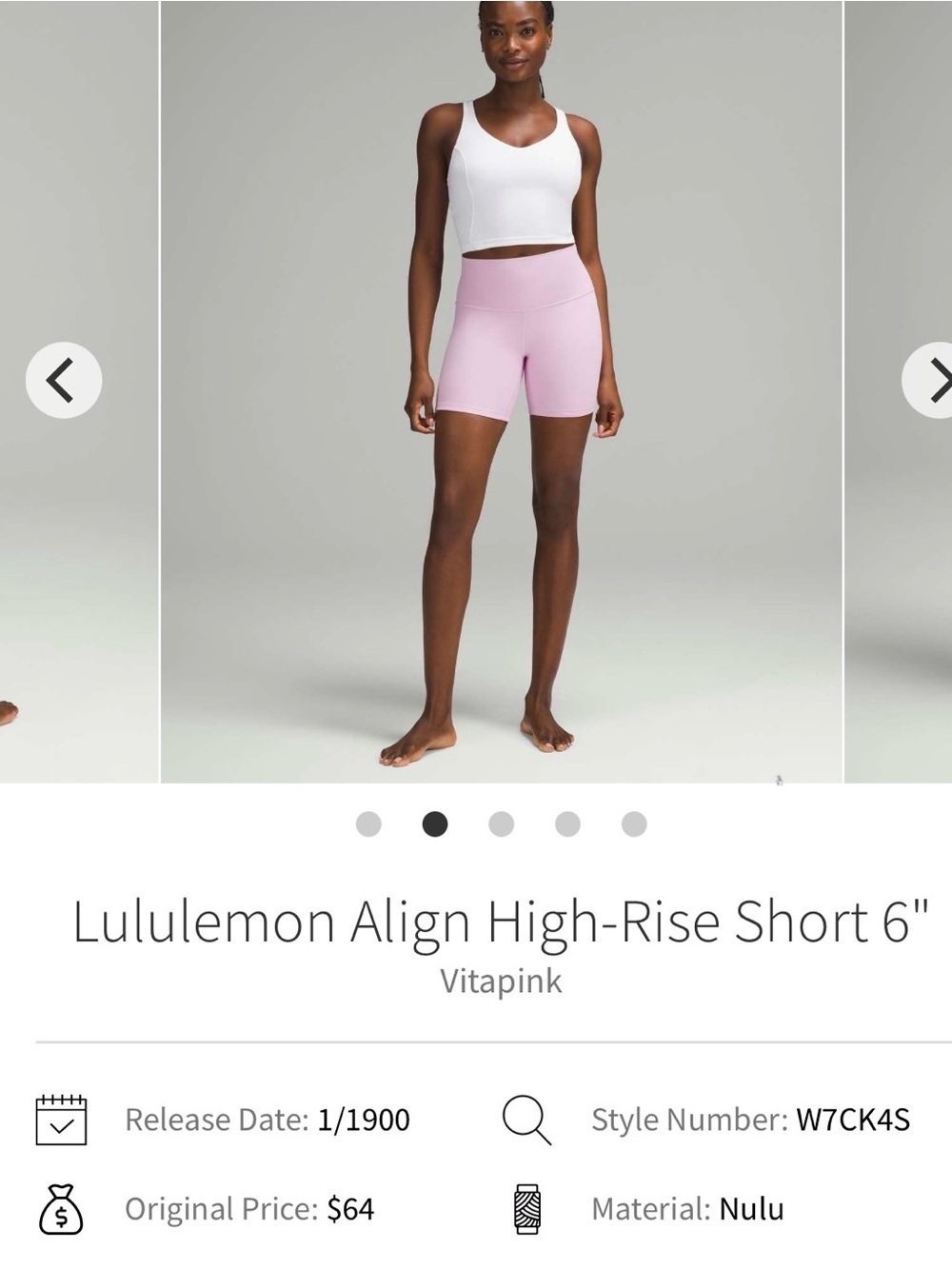 lululemon athletica Align High-Rise 6" Shorts - Light Pink